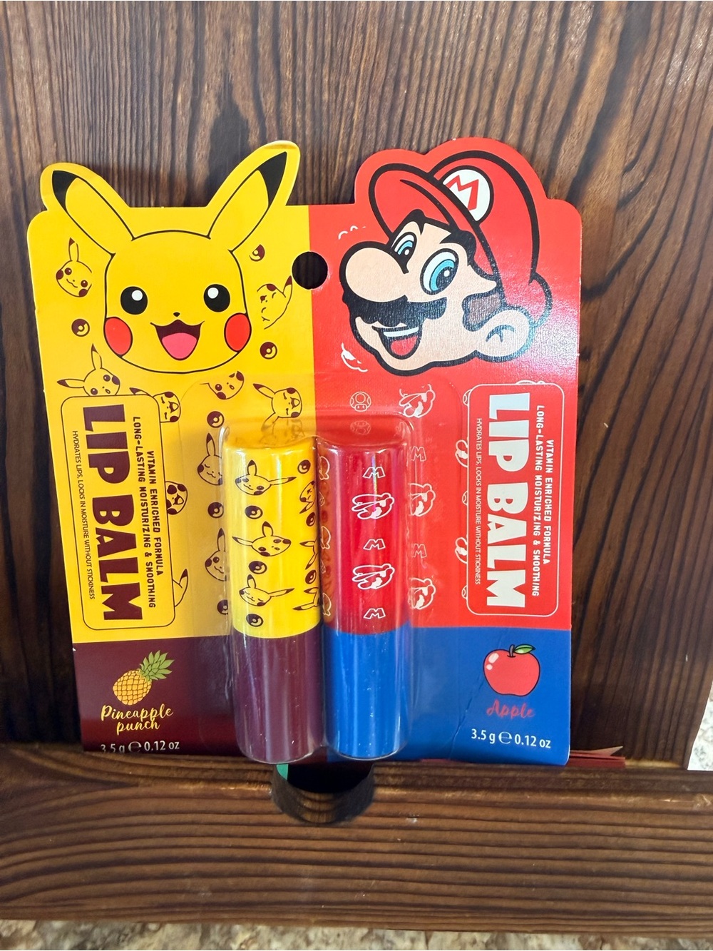 Pikachu & Mario Dual Lip Balm - Yellow, Red, Blue